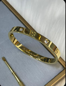 Cartier-Inspired Luxury Gold Plated Ring + Gold Bracelet