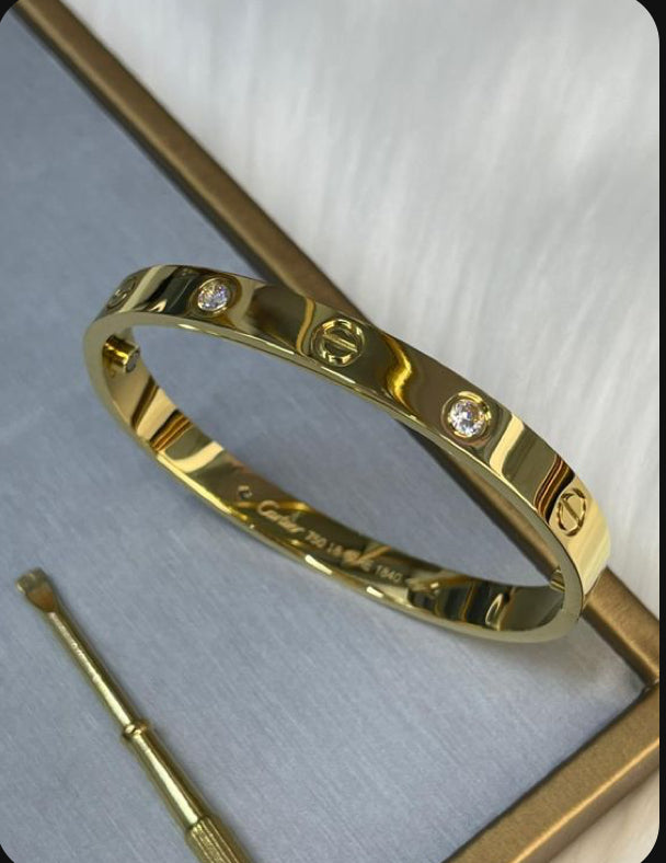 Cartier-Inspired Luxury Gold Plated Ring + Gold Bracelet