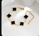 Luxury Clover Jewelry Set – Elegant Gold-Plated Necklace, Earrings & Bracelet (Black)